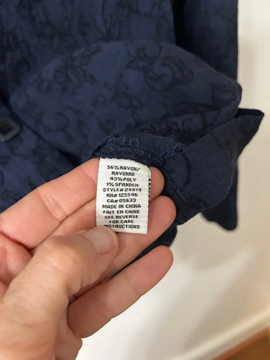 Habitat Shirt Women’s L Navy Floral Boho Lagenlook - Picture 9 of 16